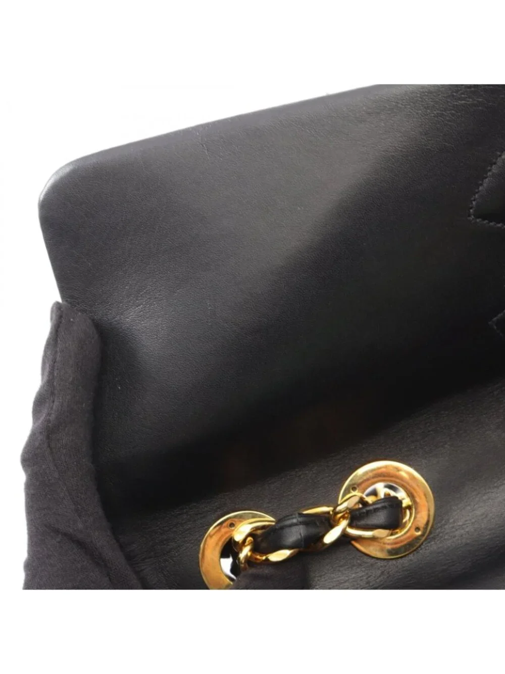 Chanel Shoulder Bag Maxi Quilted 34 Black Lambskin Chain